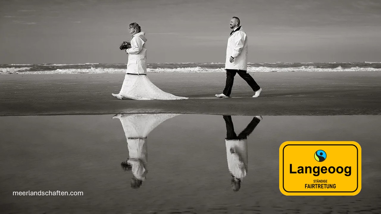 Übersichtskarte von Langeoog mit der Aufschrift Moin